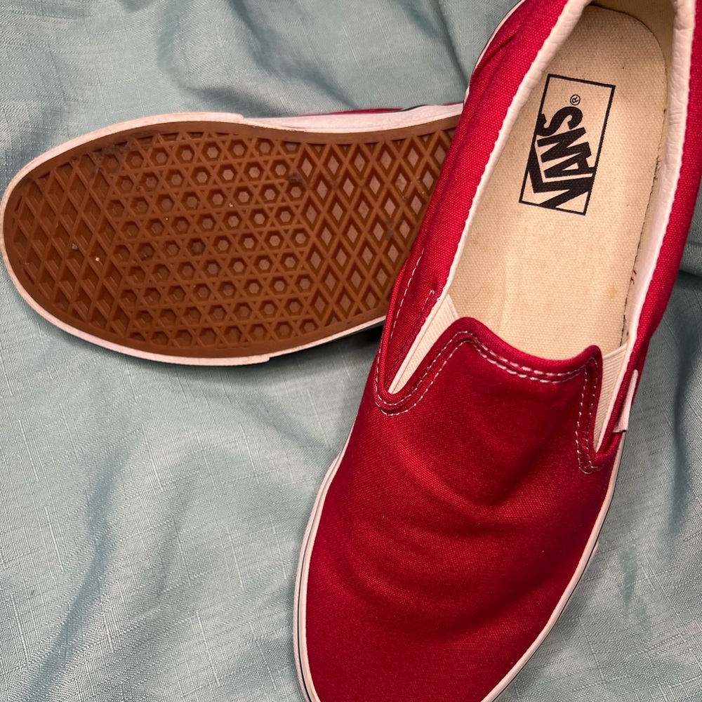 Vans Red Slip-On Loafers - Picture 6 of 7